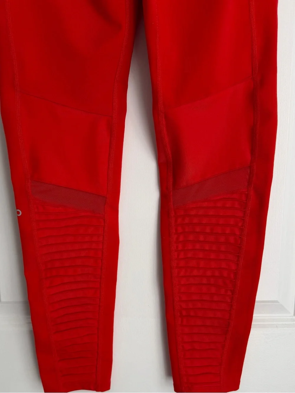 Alo Yoga High Waist Mesh Panel Moto Leggings Women's Sz Medium Reddish Orange